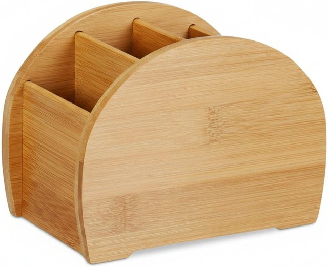 Relaxdays Stiftehalter aus Bambus in Natur mit 4 Fächern, B: 12 cm, T: 16 cm, H: 10,5 cm - Bild 1