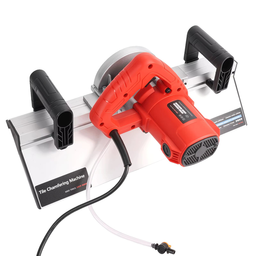 Podofo Elektrische Abschrägungsmaschine 1200W 3000RPM mit automatischer Wassersprühfunktion für 45 Grad Kanten, Fliesenkantenschneider in Rot - Bild 8