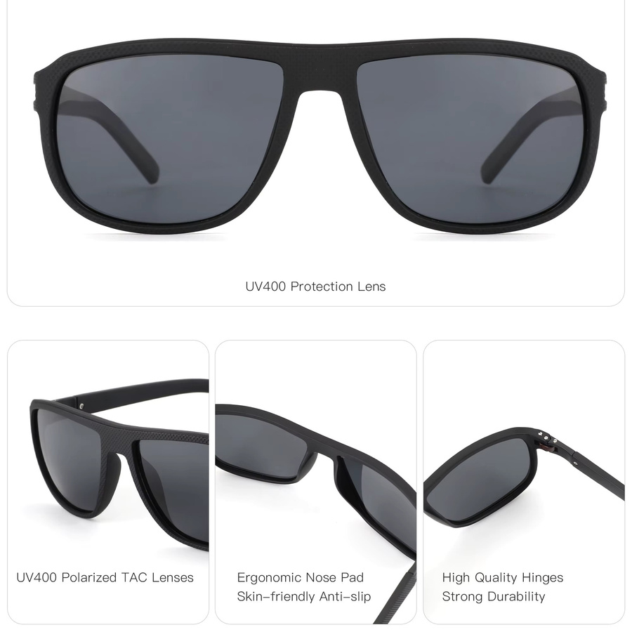 ZENOTTIC Sonnenbrille Rechteckig, TR90, Vollrand, Schwarz, Herren, polarisiert - Bild 2