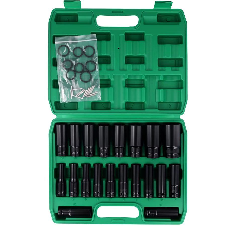Podofo 20-teiliges Schlagschrauber-Steckschlüssel-Set aus Chrom-Vanadium-Stahl in Silber, 1/2 Zoll, 8-32mm mit Aufbewahrungsbox - Bild 5