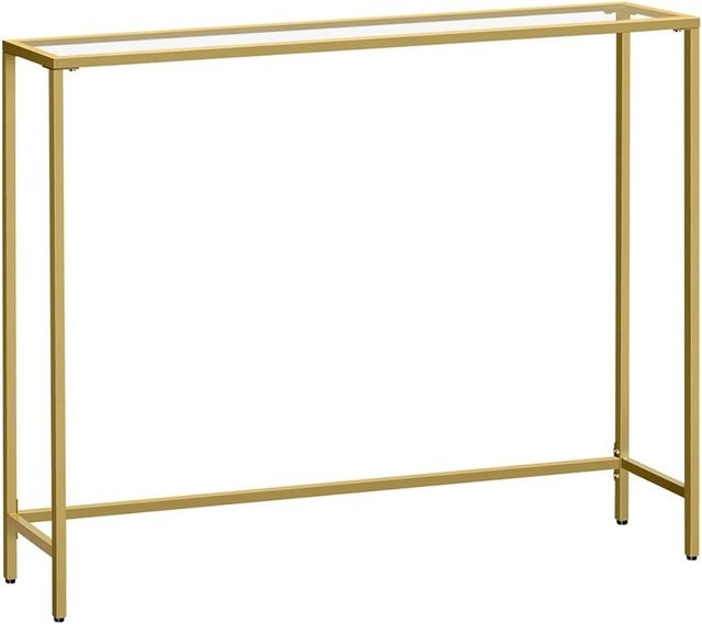 Vasagle Konsolentisch aus Hartglas und Metall in Gold, B/T/H: 100,5 x 20 x 80 cm - Bild 1