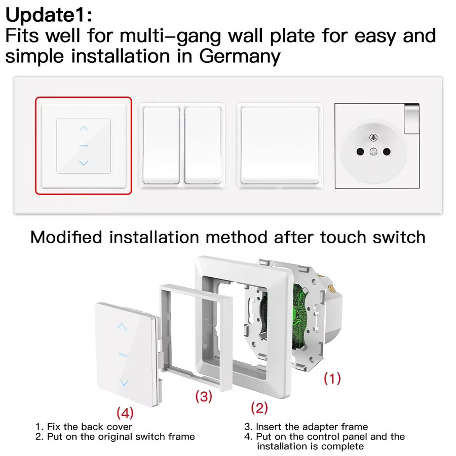 MOES WiFi Smart Vorhangschalter mit Touch Design für motorisierte Vorhänge und Rollos, kompatibel mit Tuya Smart Life App, Alexa und Google Home, Farbe: Weiß - Bild 2