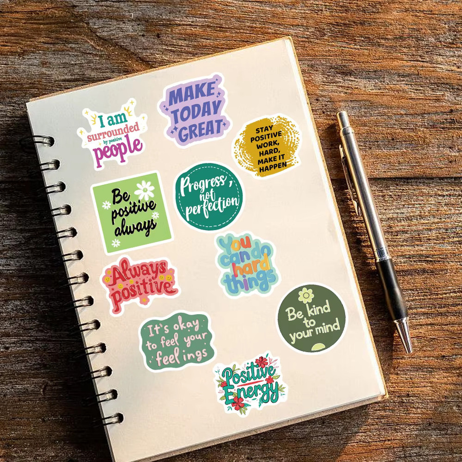50 Stück PickJoy Positive Affirmation Aufkleber im Kawaii Harajuku Stil, Multicolour, Graffiti Aufkleber für Skateboard, Koffer und Fahrrad - Bild 3