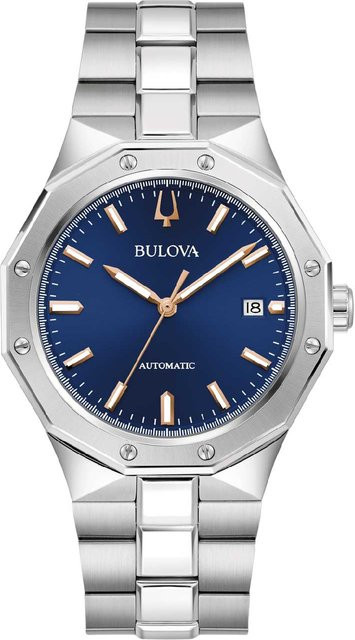 Bulova Herrenuhr Automatik, Edelstahl, Blau, 40 mm, 10 ATM - Bild 1