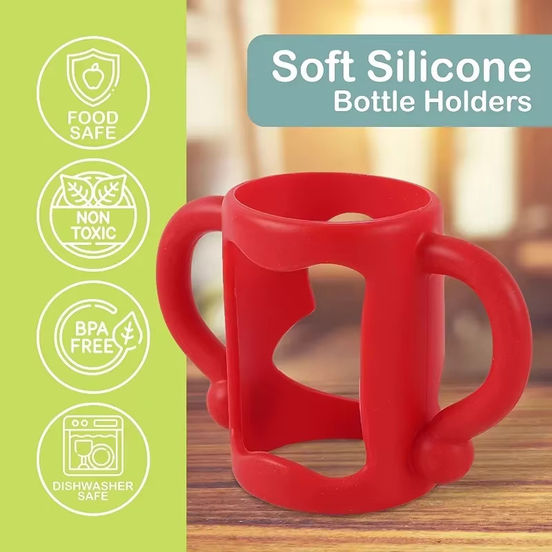 BPA-freier Silikon Flaschengriff Easy Grip in Grün für schmale Babyflaschen - Bild 3