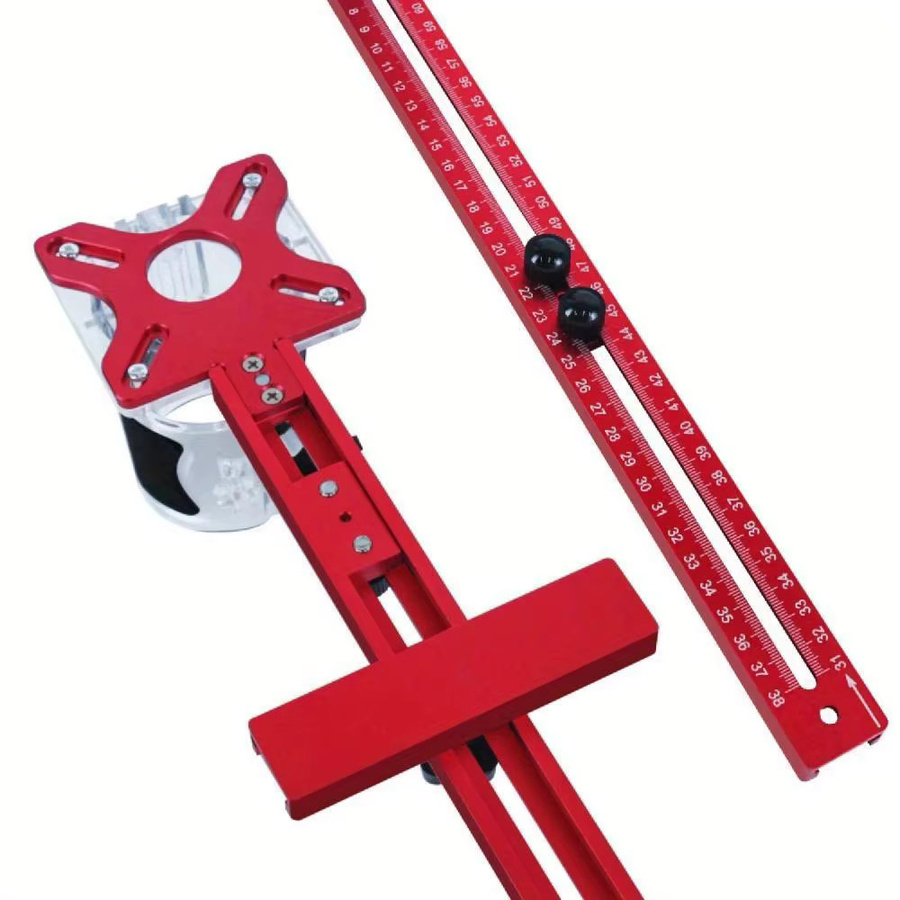 JIGHOLE 3-in-1 Aluminium-Fräsvorrichtung für präzise Kreisschnitte und Holzbearbeitung, Farbe: Rot - Bild 5