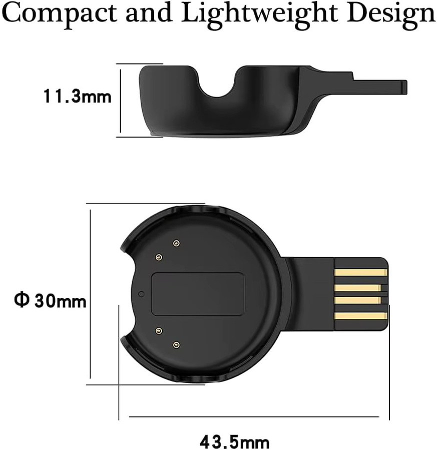 Fitcent USB-C Ladekabel in Schwarz für Polar Verity Sense und Polar OH1 Herzfrequenzsensor - Bild 3