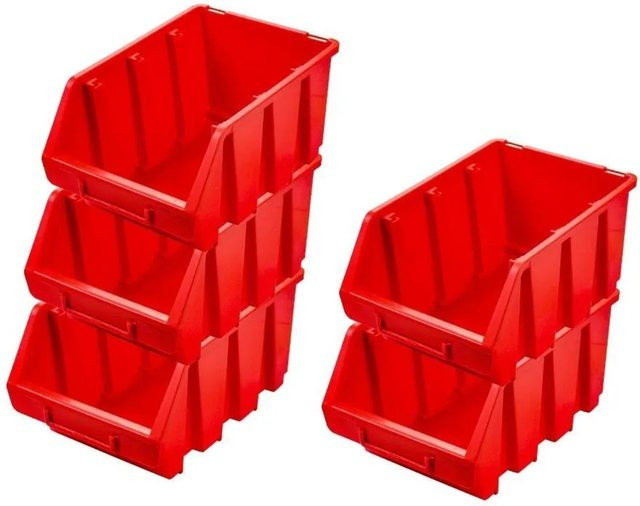 PROREGAL SuperSparSet 5x Sichtlagerboxen aus Polypropylen in Rot, H x B x T: 12,6 x 17 x 24 cm - Bild 1