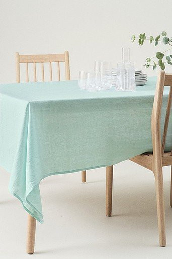 Jotex KAIA Tischdecke aus Leinen, rechteckig, blau-türkis, wasserabweisend und waschbar bei 40°C - Bild 1