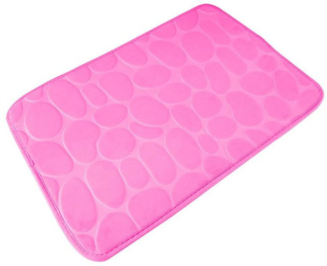 SEEQS Badezimmer Badematten Set Kieselsteinmatte in Pink, rutschfest und saugfähig, B/T: 60 x 40 cm - Bild 1