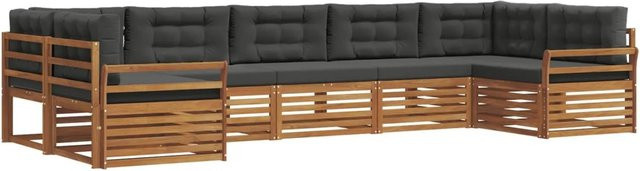 vidaXL Sofagarnitur 7-teilig aus Massivholz Akazie in Natur und Anthrazit mit L-Form - Bild 1