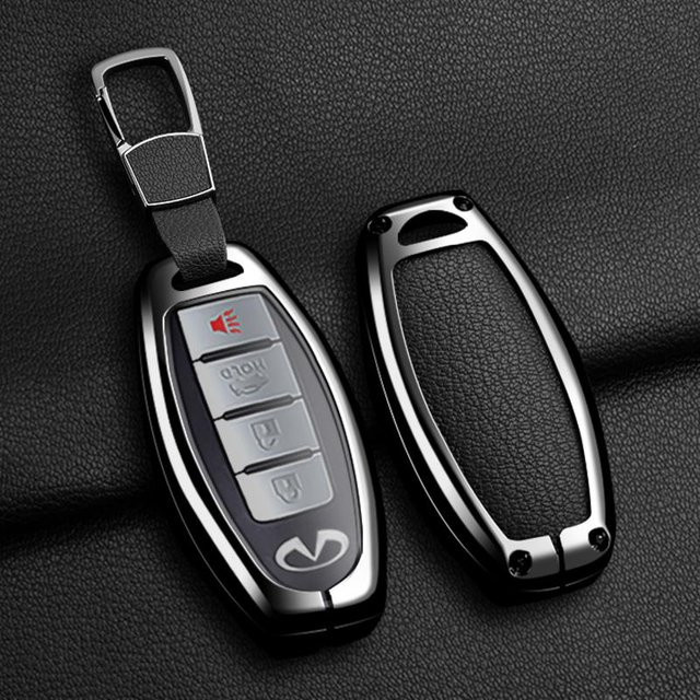 Schlüsselhülle aus Zinklegierung für Infiniti Q50 Q60 Q70 Qx50 Qx60 Qx70 G25 FX JX35 mit Schlüsselanhänger in Schwarz - Bild 1