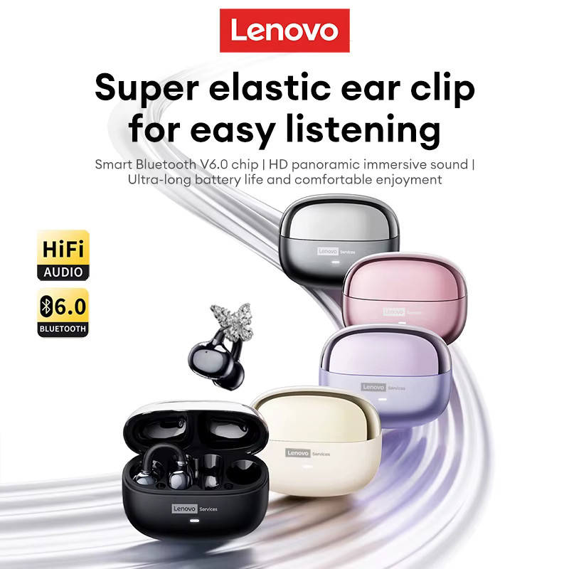 Lenovo LE302 OWS Kabellose Ohrclip-Kopfhörer Bluetooth Open-Ear-Design in Beige mit HiFi Stereo und geringer Latenz - Bild 1