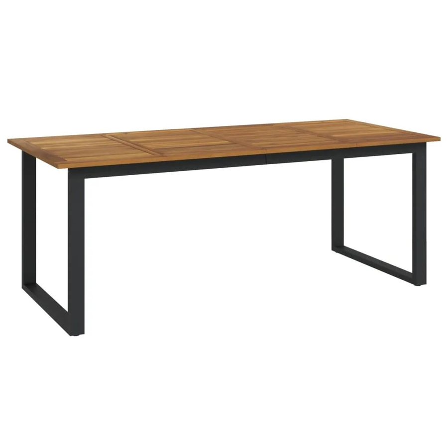 vidaXL Gartentisch aus Massivholz Akazie in Braun mit U-Form Beinen im industriellen Look, B/T/H: 200 x 90 x 75 cm - Bild 2