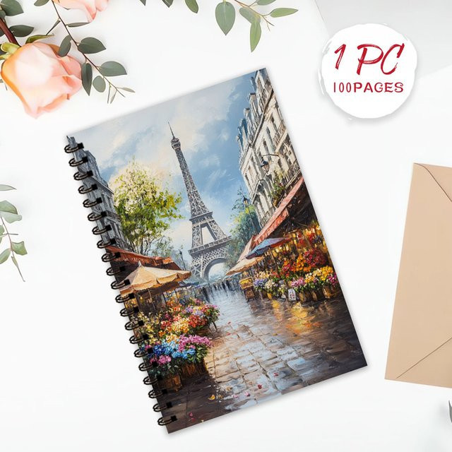 Paris Flower Notizbuch mit unlinierte Seiten in Multicolour für Damen und Herren - Bild 1