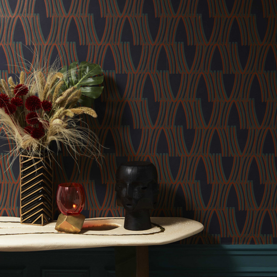Nobilis Wallpaper Tempera COS194 Vlies Tapete in Braun und Multicolour mit abstraktem Art-Deco- und geometrischem Design in Matt - Bild 1