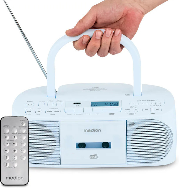 Medion Radio-Rekorder DRX-1 Plus in Blau mit CD-Player, Kassettendeck, DAB+ und Bluetooth - Bild 1