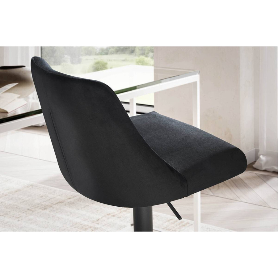Wohnling Barhocker aus Samt in Schwarz mit 360 Grad Drehbarkeit, B/H/T: 45 x 106 x 51 cm - Bild 2