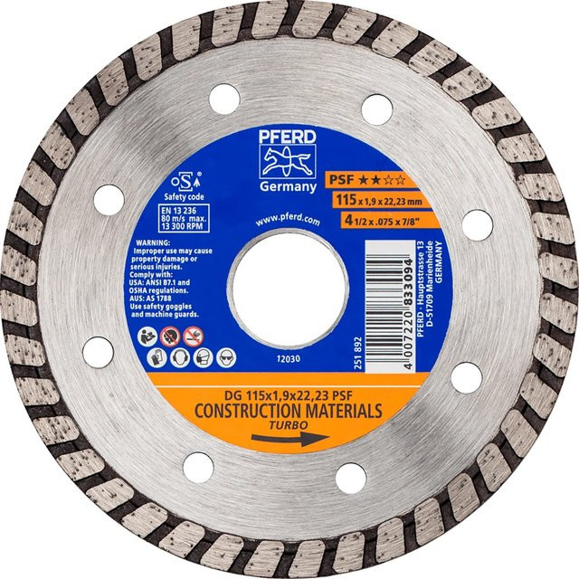PFERD Diamantscheibe DG PSF für Beton, Silber, Durchmesser: 115 mm, Breite: 1,9 mm, Bohrung: 22,23 mm - Bild 1