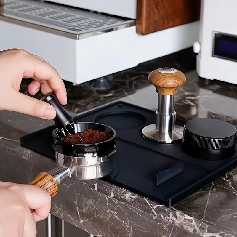 Espresso Tamper Station Matte aus Silikon, rutschfeste Kaffee-Unterlage für Home Cafe und Bar, rechteckig, Grau oder Schwarz - Bild 2