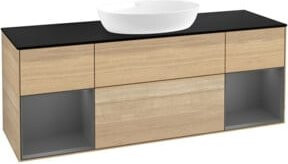 V&B Waschtischunterschrank Finion in Anthrazit mit Eichenoberfläche, Breite: 160 cm, Tiefe: 50,1 cm, Höhe: 50,1 cm - Bild 1