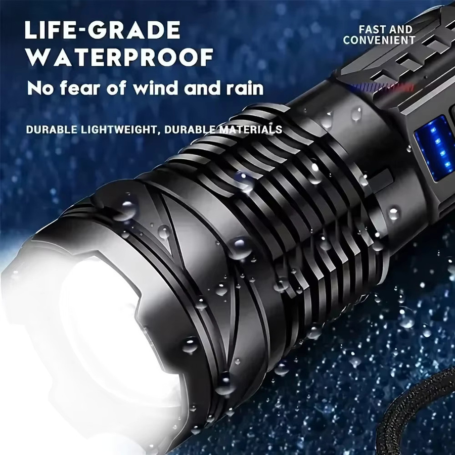 Heinast LED-COB-Taschenlampe mit Clip, superhelle wiederaufladbare Arbeitstaschenlampe mit Teleskop-Zoom in Schwarz - Bild 3