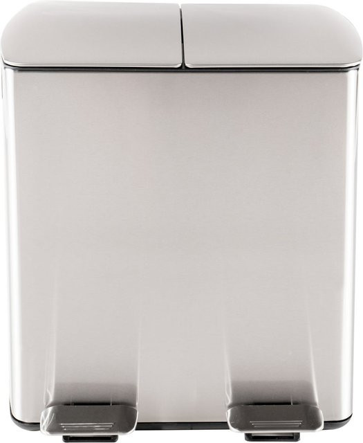 HTI-Living Duo Mülleimer mit Pedal aus Edelstahl und Kunststoff, Silber, 40 Liter - Bild 1