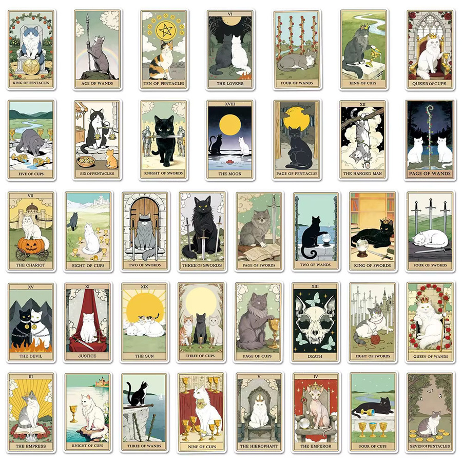 Rspctou Vintage Klassische Katzen-Tarot-Aufkleber, Sticker, 10-teiliges Set - Bild 3