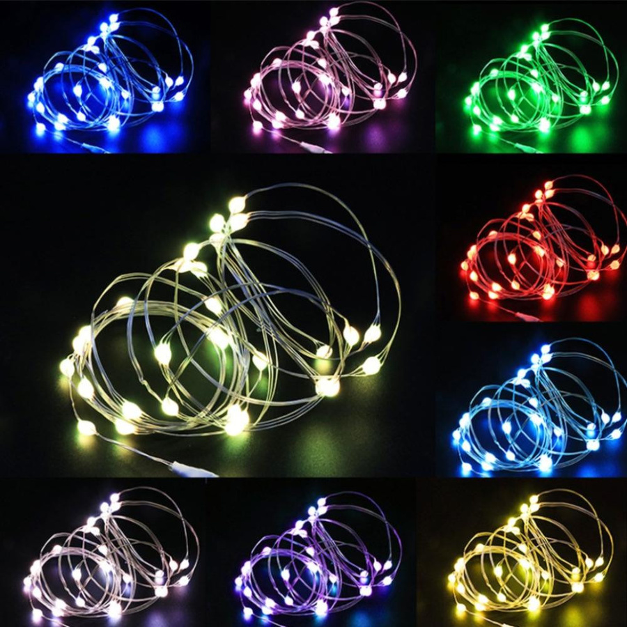 OuuZuu USB LED Lichterkette mit Kupferdraht in Silber und Rot für Weihnachten, Hochzeit und Party, wasserdicht für Innen- und Außenbereich - Bild 1