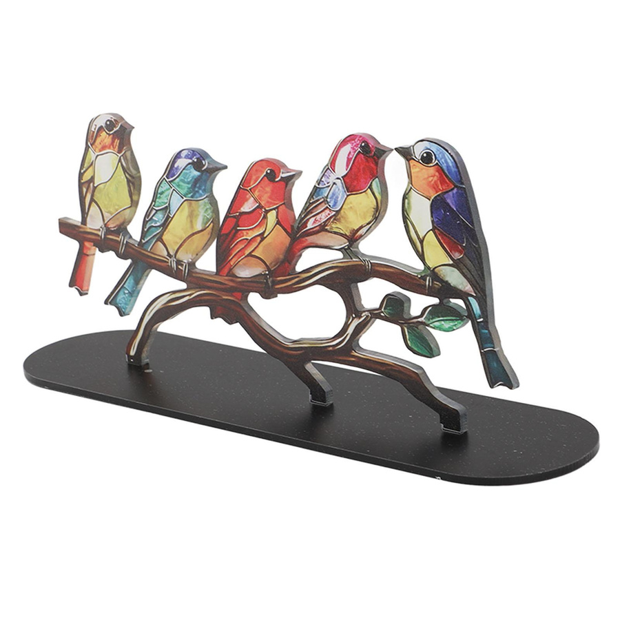 Tooarts Vögel auf Zweig Ornamente aus Acryl in Bunt als flache Tierstatue zur Schreibtischdekoration - Bild 3