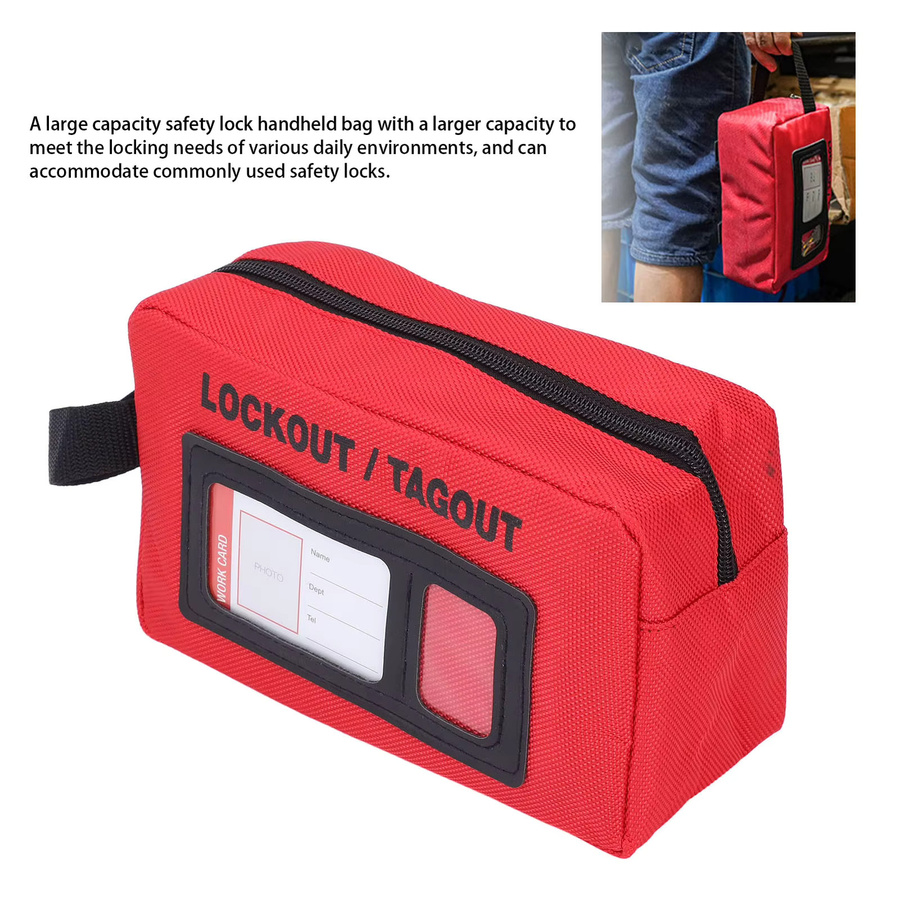 VGEBY Lockout Tagout Aufbewahrungstasche aus Polyester in Rot mit großem Fassungsvermögen und Klettverschluss, B/T/H: 20,0 x 12,0 x 8,0 cm - Bild 5