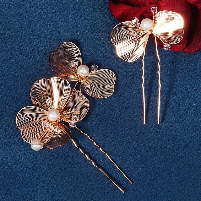 Haarnadel, Perle, Strass, Goldfarben, Damen - Bild 1