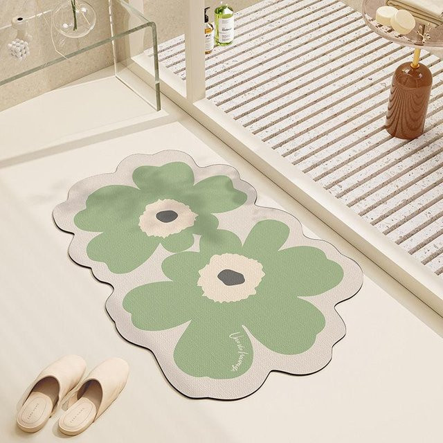 Saugfähige Badezimmer Bodenmatte aus Kieselgur in Grün, rutschfest und wasserdicht, B/T: 60 x 40 cm - Bild 1