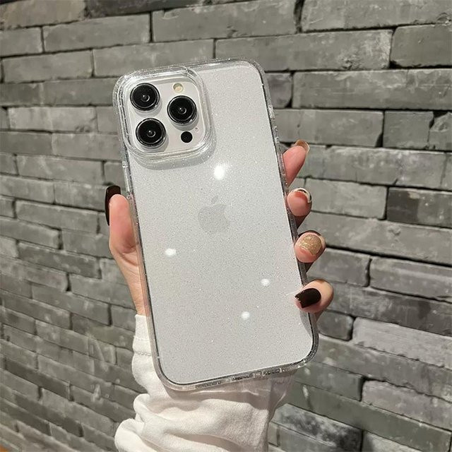Yiran Luxus Glitzer Handyhülle für iPhone 16 15 14 13 12 11 Pro Max Plus X XR XS Transparent Lila und Weiß - Bild 1