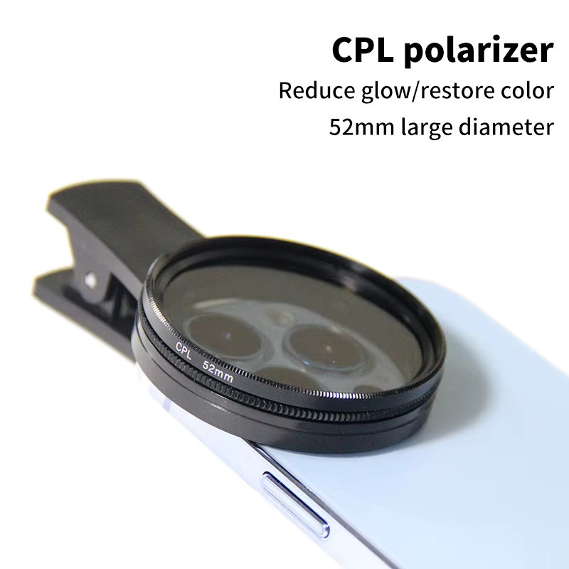 CHENJ CPL Filter Polarisator mit Clip für Smartphone und Weitwinkelobjektive, Schwarz, 37mm/52mm - Bild 4