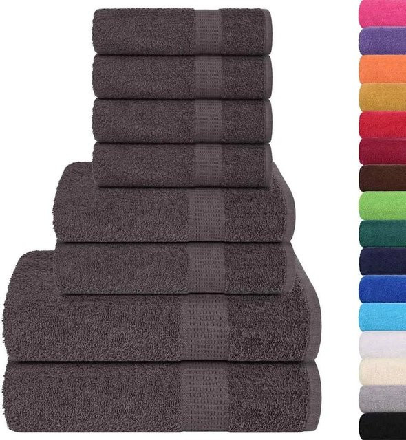 vidaXL 8-teiliges Handtuch-Set aus 100% Baumwolle in Anthrazit, 360 g/m² mit Frottee-Qualität und Oeko-Tex Standard 100 - Bild 1
