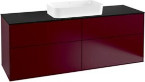 Villeroy & Boch Waschtischunterschrank Finion Wandmontiert mit LED-Beleuchtung und Schubladen in Peony Matt Rot, Breite: 160 cm, Tiefe: 50,1 cm, Höhe: 50,1 cm - Bild 1
