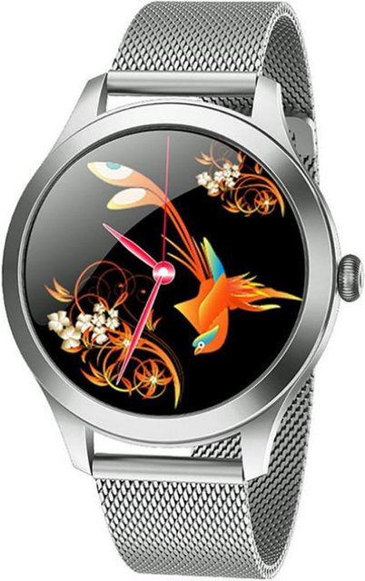 TPFNet Damen Smartwatch mit Milanaise Edelstahlarmband in Silber, IP68 wasserfest, kompatibel mit Android und iOS - Bild 1