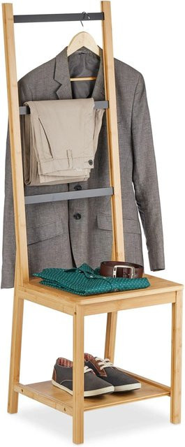 Relaxdays Herrendiener aus Bambus in Schwarz, H: 133 cm, B: 40 cm, T: 42 cm - Bild 1