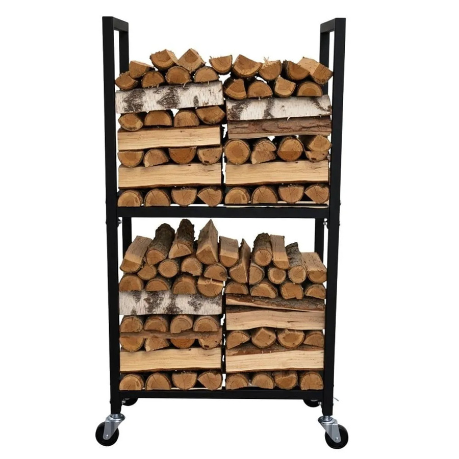 PROREGAL Kaminholzregal XS aus Metall mit Rollen und 2 Ebenen, Schwarz, B/T/H: 82 x 44 x 28 cm - Bild 2