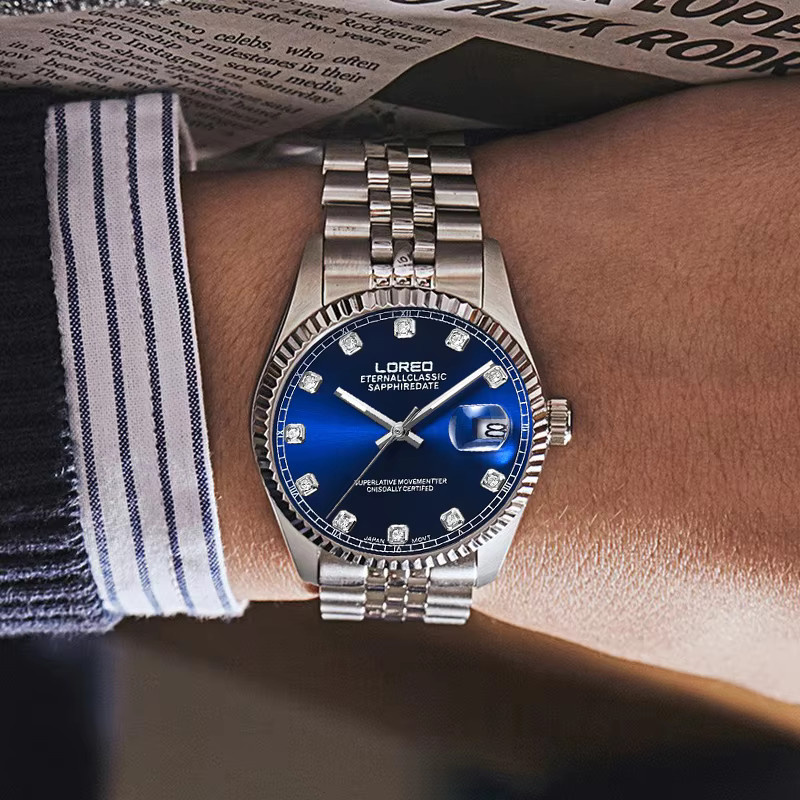 LOREO Armbanduhr Automatik, Edelstahl, Blau, Herren - Bild 2