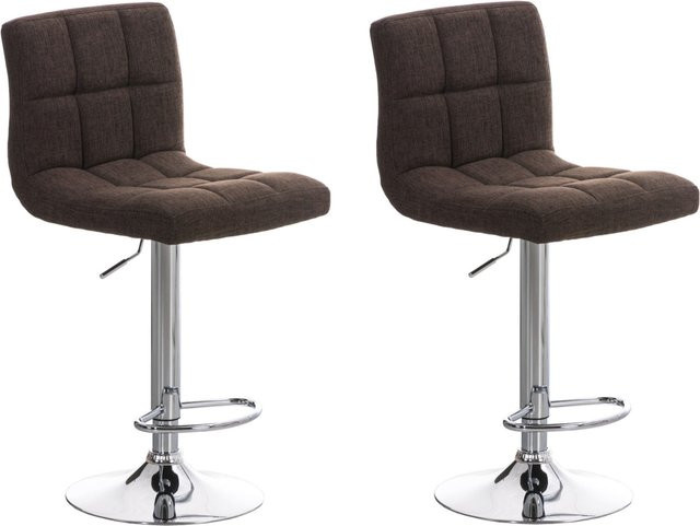 CLP 2er Set Barhocker Peru, drehbare und höhenverstellbare Barstühle mit Lehne, Stoffbezug in Braun und Metallgestell in Chrom-Optik/Silber - Bild 1