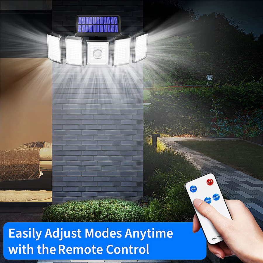 nexillumi Solar-Außenleuchte mit 300 LED, Schwarz, IP65 wasserdichte LED-Flutlichtleuchte mit Bewegungssensor und Fernbedienung für Garten und Terrasse - Bild 6
