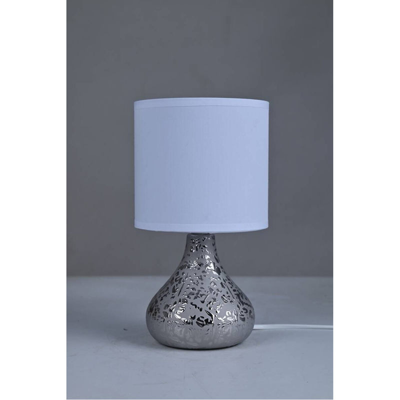 POCOline Keramik Tischleuchte Auri in Silber, B/T/H: 14 x 14 x 25 cm, E14 Fassung - Bild 3