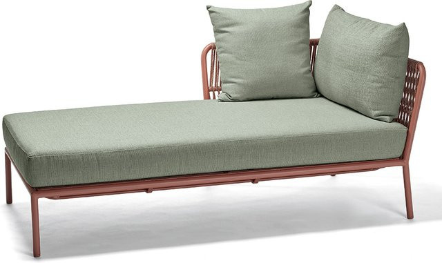 Stern Recamiere Romy Aluminium Terra Kordel mit Armlehne rechts und Kissenset in Salbei - Bild 1