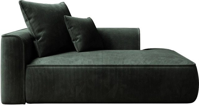 Vente-unique Recamiere Pineta ohne Schlaffunktion in Grün mit Cord-Bezug, Breite: 180 cm - Bild 1