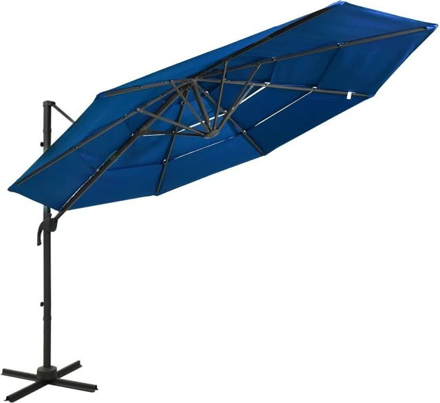 furnicato Sonnenschirm mit Aluminium-Mast in Azurblau, 4-lagig, B/T/H: 300 x 300 x 247 cm - Bild 1
