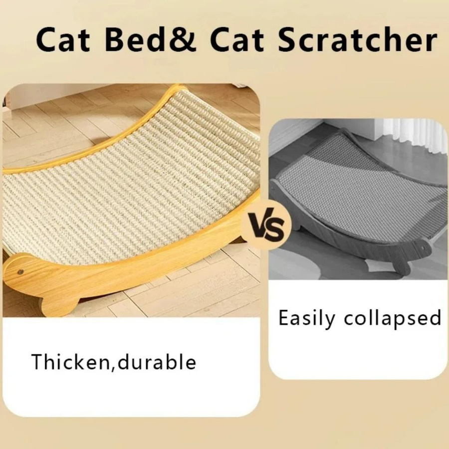 Yuyongzhi Multifunktionales Katzenkratzbrett aus Holz mit Sisal als Schlafbett und Kratzspielzeug - Bild 3