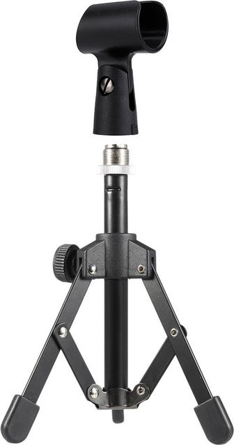Ammoon MS-12 Mini Desktop-Mikrofonständer mit MC5-Mikrofon-Clip-Halterung, verstellbar und faltbar, Grau - Bild 1