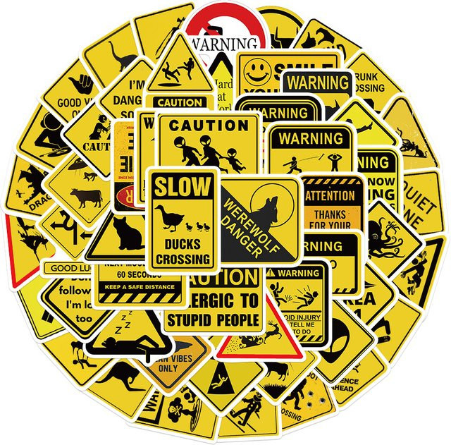 Rspctou Warnschild-Aufkleber, Cartoon-Sticker-Set, 10/30/53 Stück - Bild 1